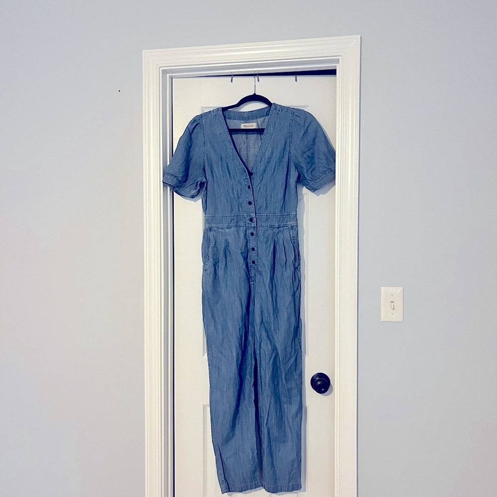 Madewell Denim Puff-Sleeve Button-Front Jumpsuit - Picture 8 of 8
